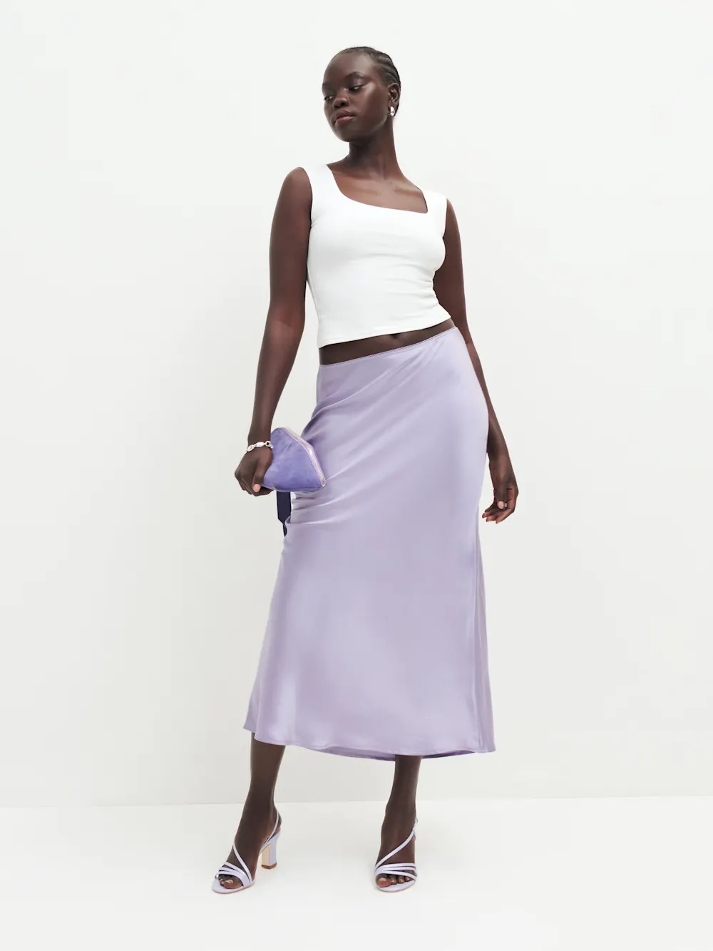 Reformation Layla Silk Skirt – Size 6 in Aura